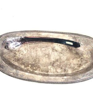 Silver Plated Vintage Paisley Pattern Oval Serving Tray